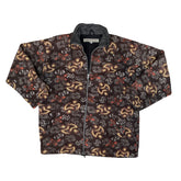 Vintage 90s brown grey crazy print abstract pattern fleece size large by Meryll